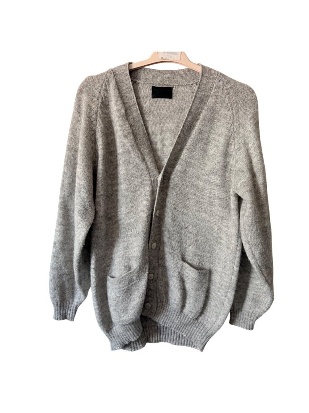 Arte Inka 100% Peruvian Alpaca Grey Button-Up Cardigan Sweater With Pockets